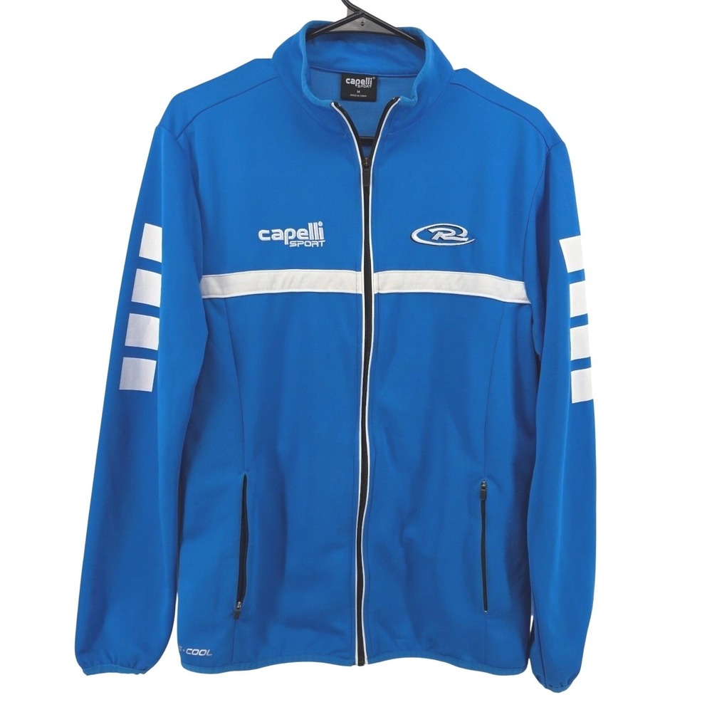 Capelli Sport Mens CS-COOL Full Zip Track Jacket Blue White Embroidered Medium